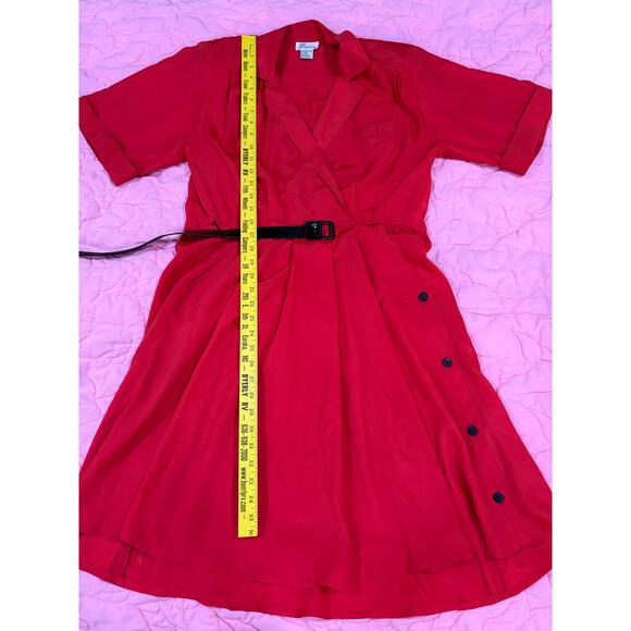 Vintage 80s/90s Darian Red & Black Dress w/ Pockets Size 8 - Picture 6 of 11